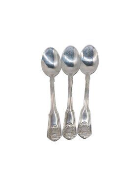 International Coquille 3 Soup Spoons 6" Shell Stainless Korea Lot Of 3